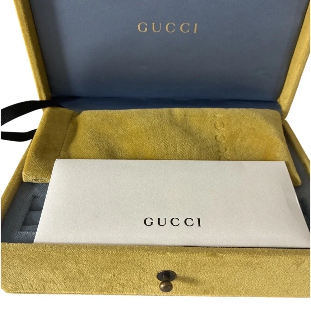 Gucci Box Dust Bag Chartreuse For Exchangeable Top Rim Glasses‎ Jewelry 7.5x5x3